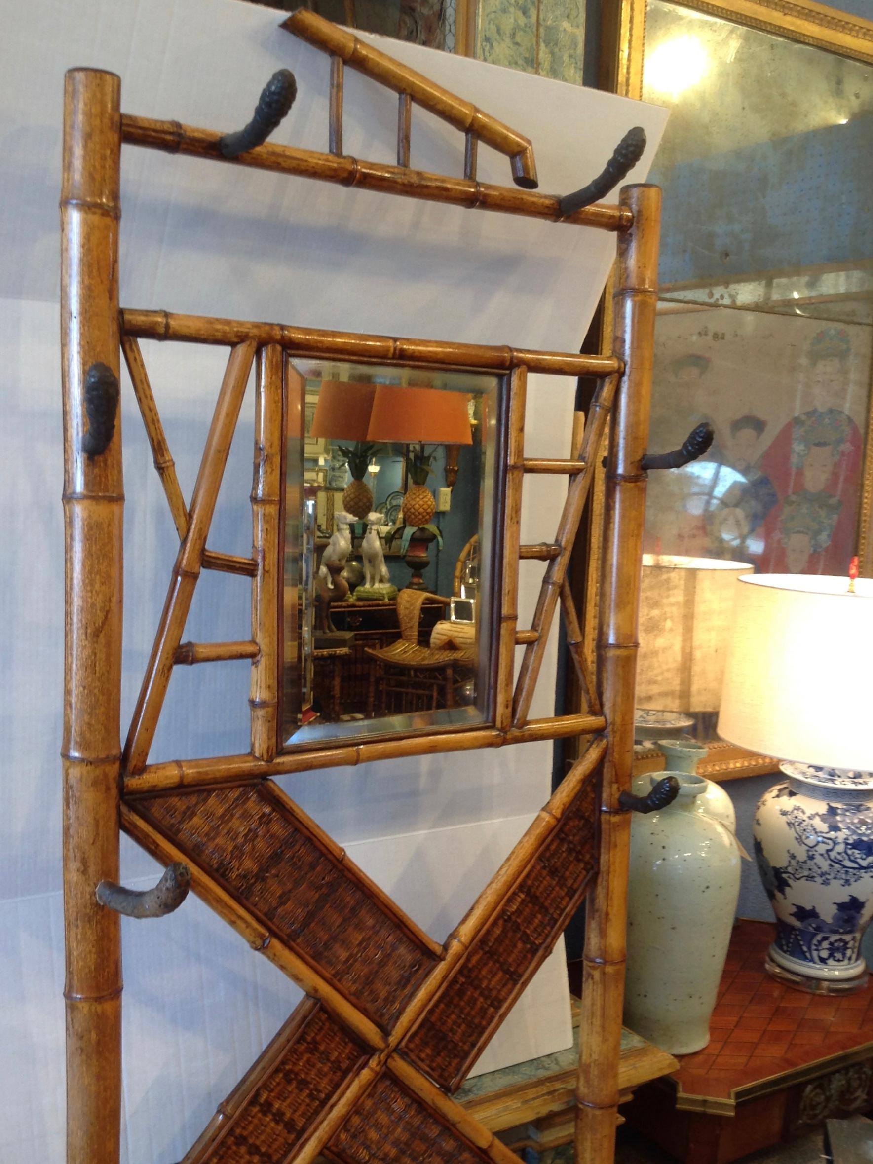 19th Century Antique English Bamboo Hall Stand