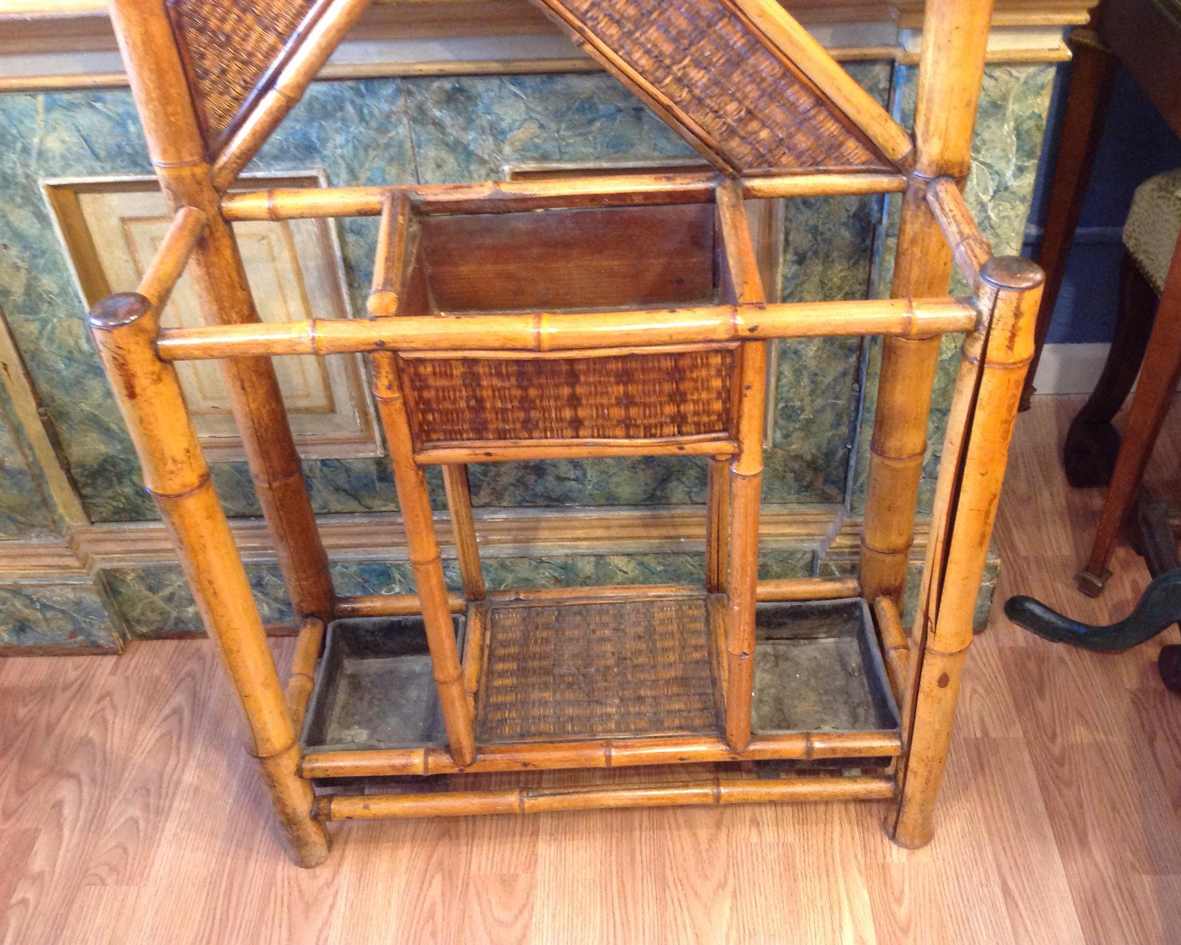 Grasscloth Antique English Bamboo Hall Stand