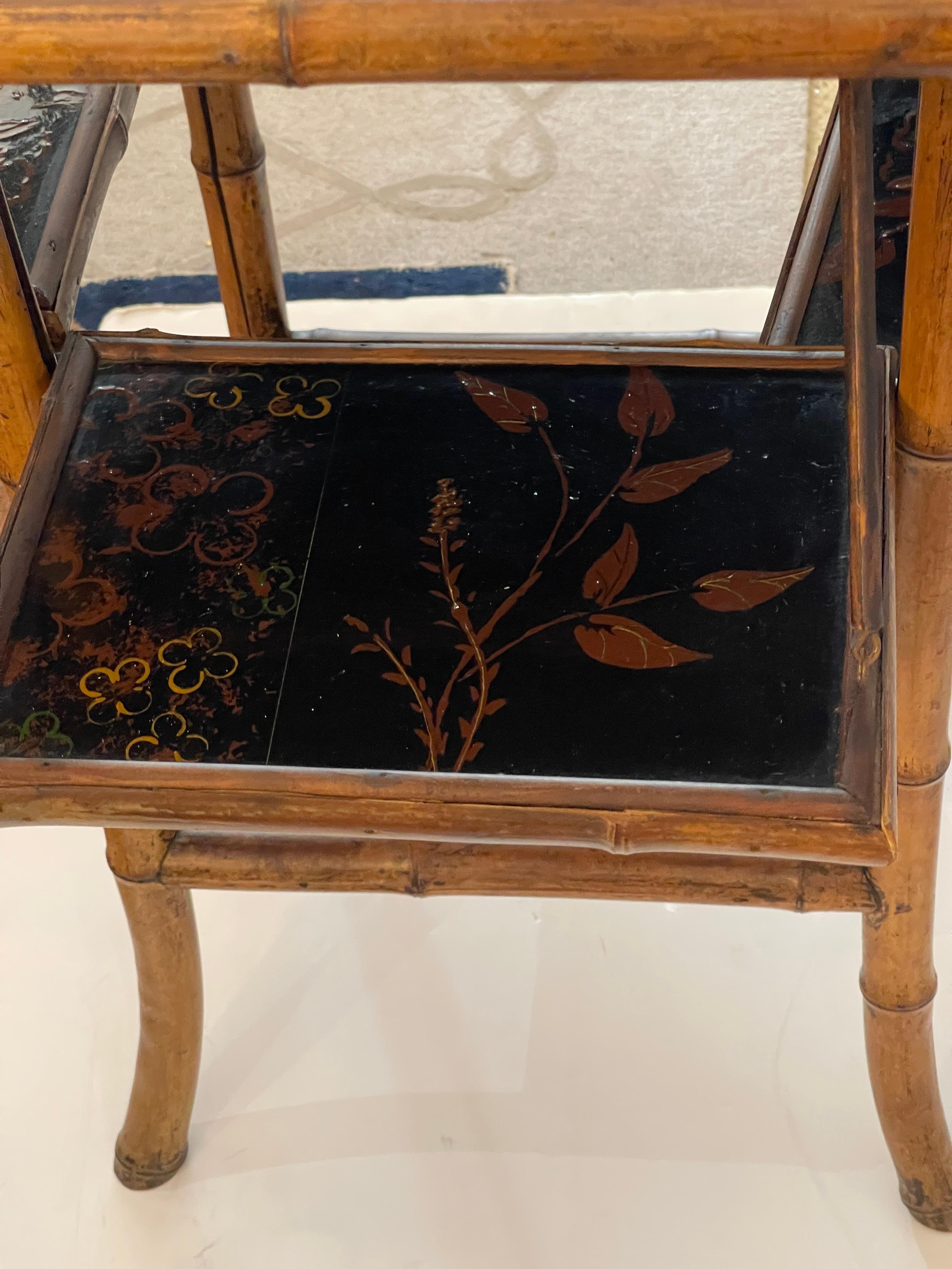 Antique English Bamboo & Lacquer Octagonal Tea Table, 1870-1890 For Sale 5