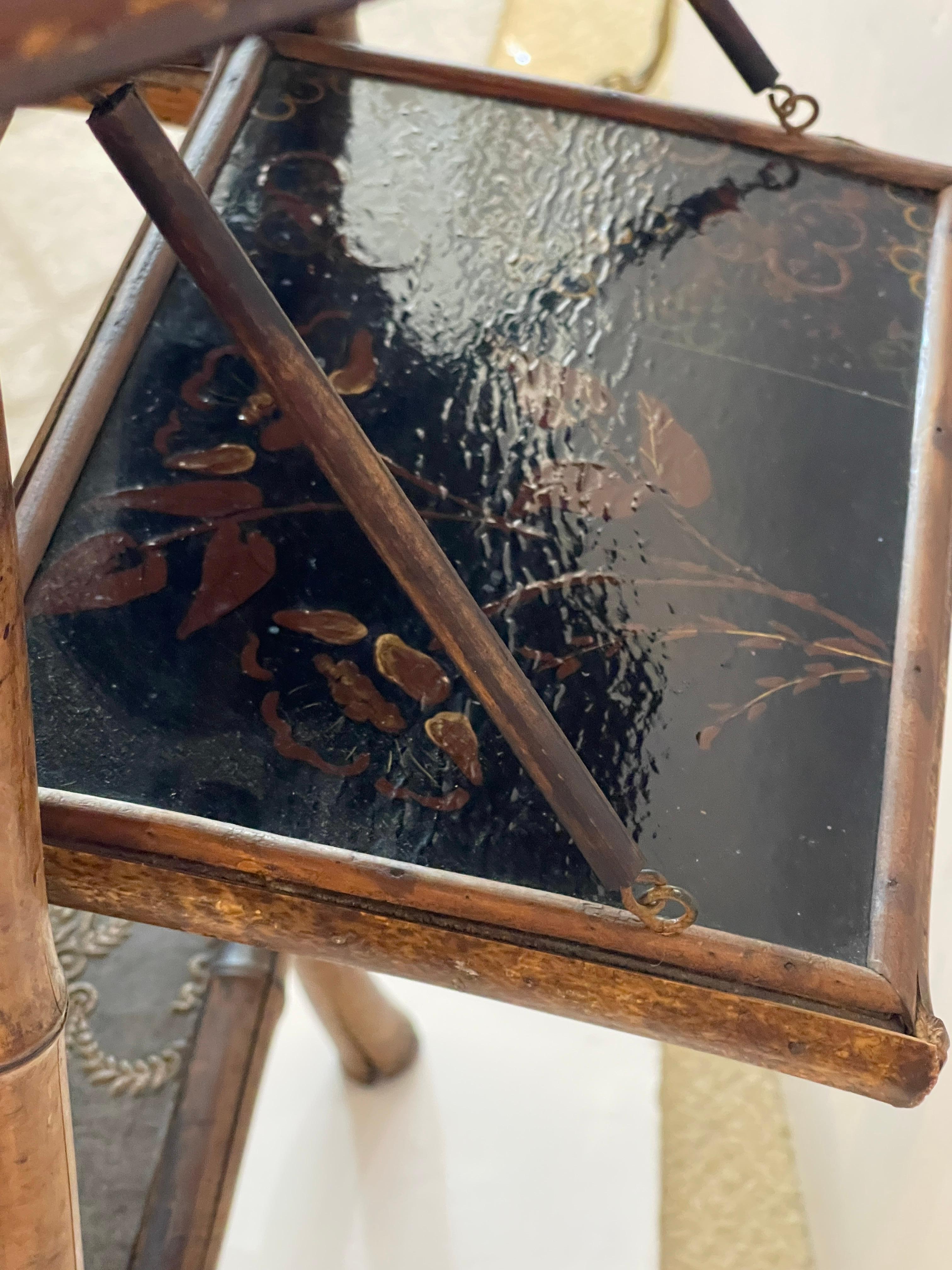 Late 19th Century Antique English Bamboo & Lacquer Octagonal Tea Table, 1870-1890 For Sale