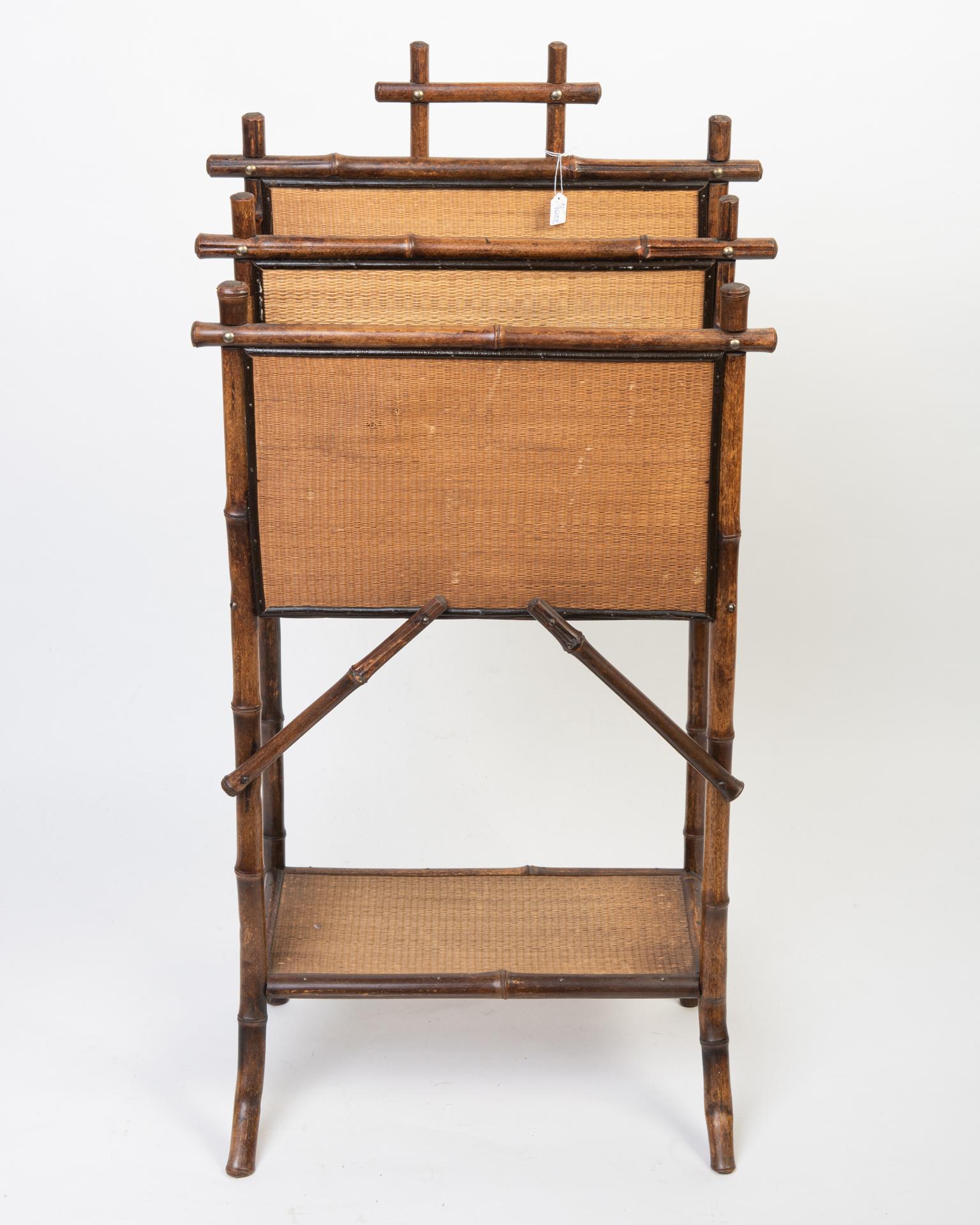 Hand-Crafted Antique  English Bamboo Magazine Rack For Sale
