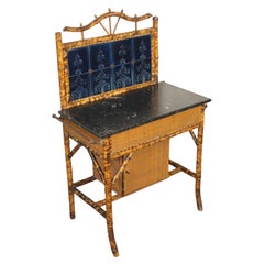 Antique English Bamboo & Marble Wash Stand