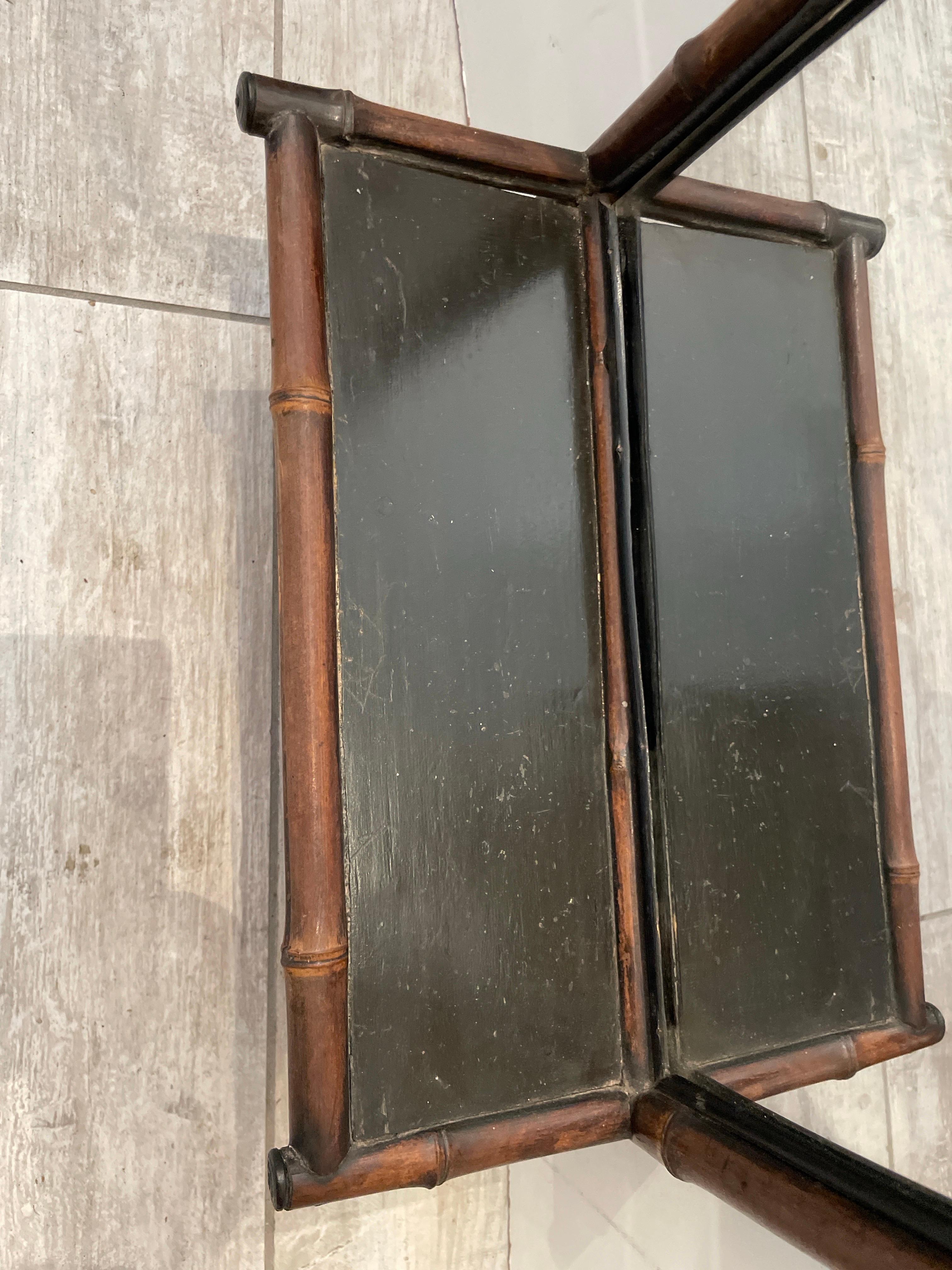 Antique English Bamboo Pagoda Style Wall Mirror with Shelf In Good Condition For Sale In West Palm Beach, FL