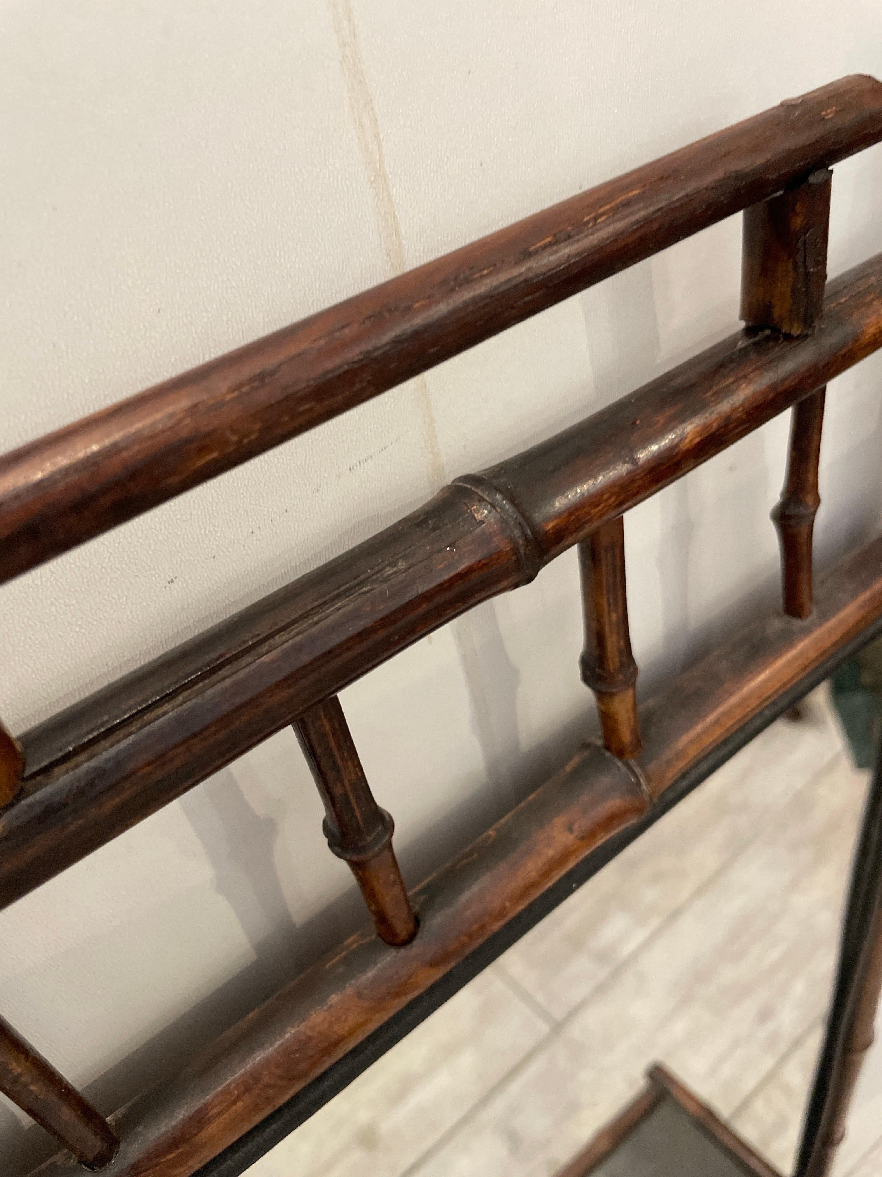 Antique English Bamboo Pagoda Style Wall Mirror with Shelf For Sale 4