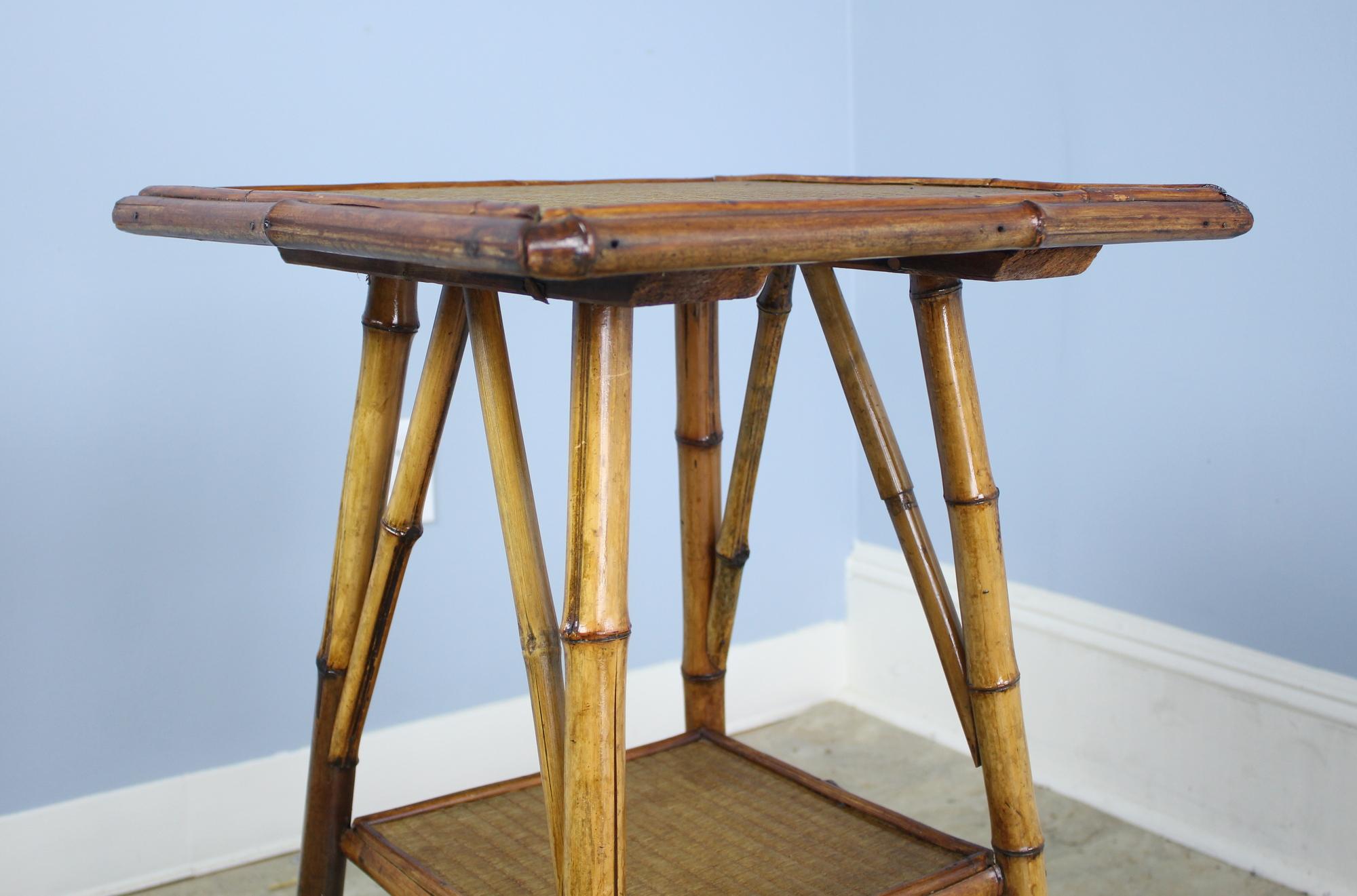 antique bamboo side table