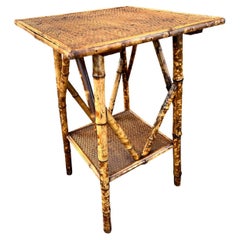  Antique English Bamboo Side Table 