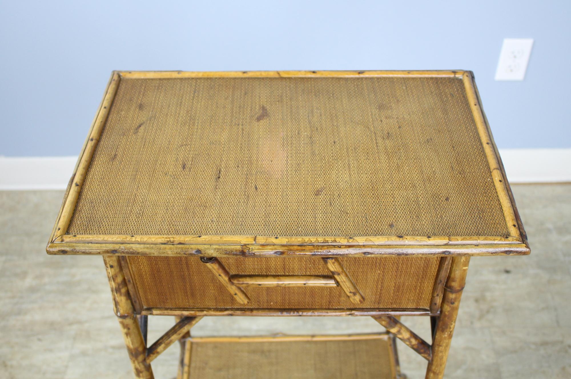 Antique English Bamboo Side Table/Sewing Box 1