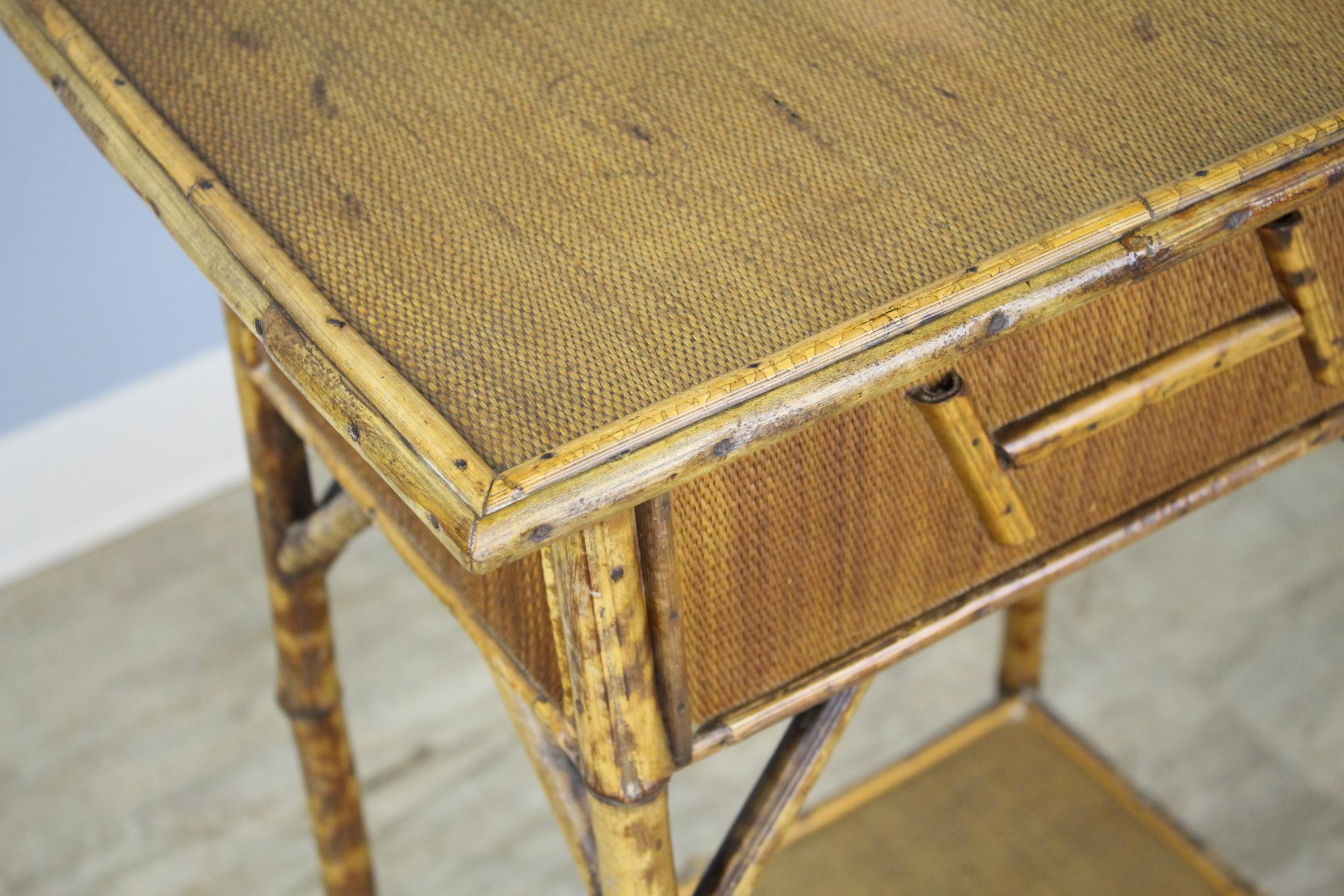 Antique English Bamboo Side Table/Sewing Box 2