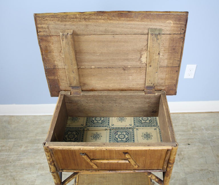 Antique English Bamboo Side Table/Sewing Box For Sale at 1stDibs