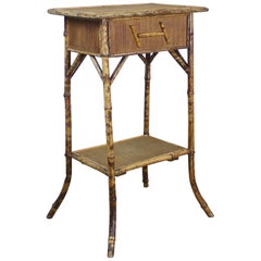 Antique English Bamboo Side Table/Sewing Box