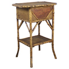 Antique English Bamboo Side Table/Sewing Box