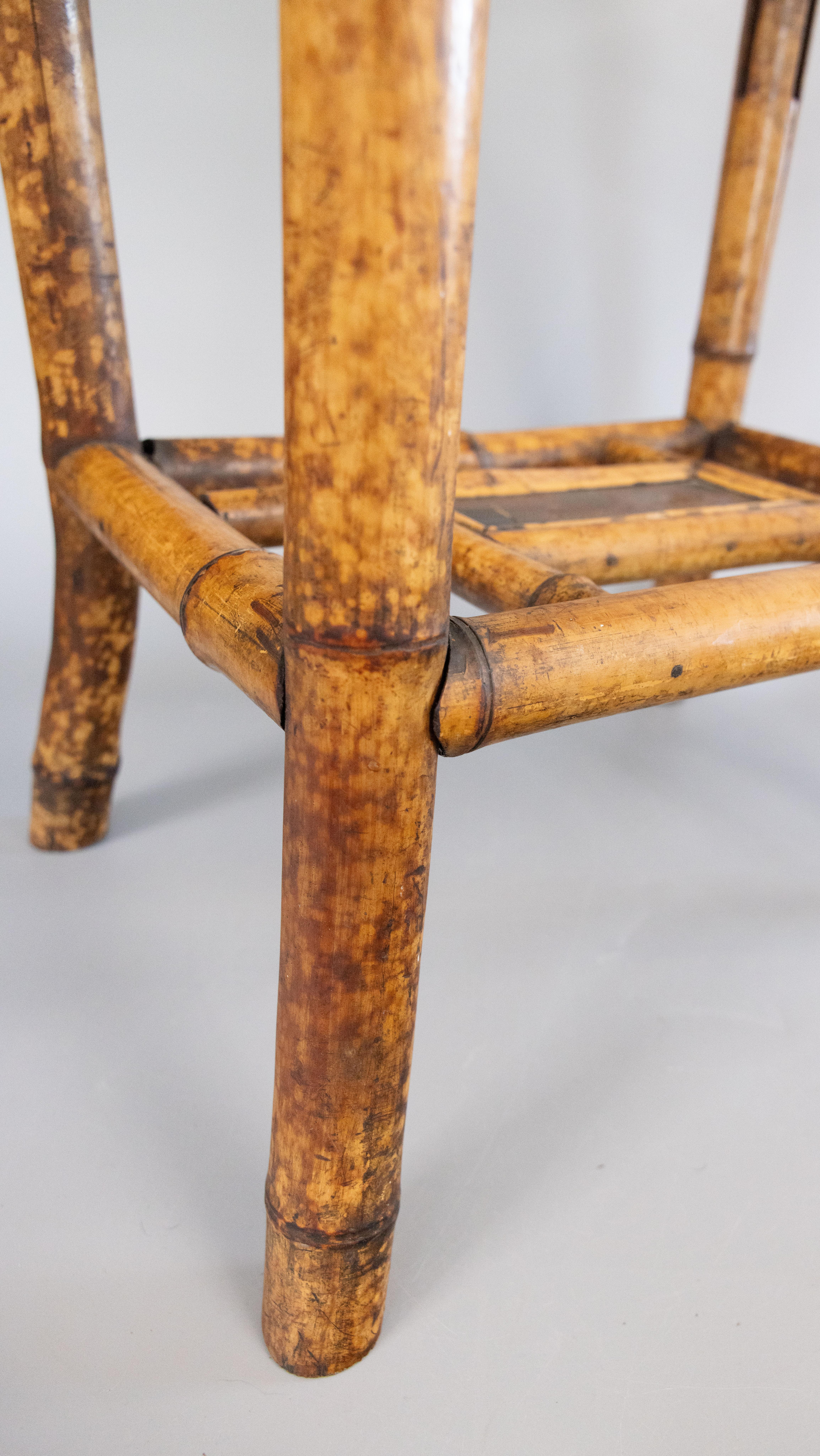 Antique English Bamboo Side Table With Custom Glass Top, circa 1900 For Sale 4