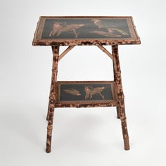 Antique English Bamboo Two Tiered Table or Stand