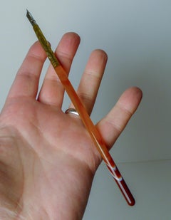 Antike englische gebänderte Achat Papier Messer / Dip Pen Set c.1890