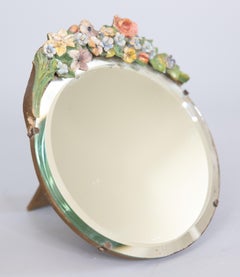 Antique English Barbola Dresser Vanity Table Mirror, circa 1920
