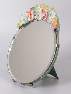 Antique English Barbola Dressing Mirror