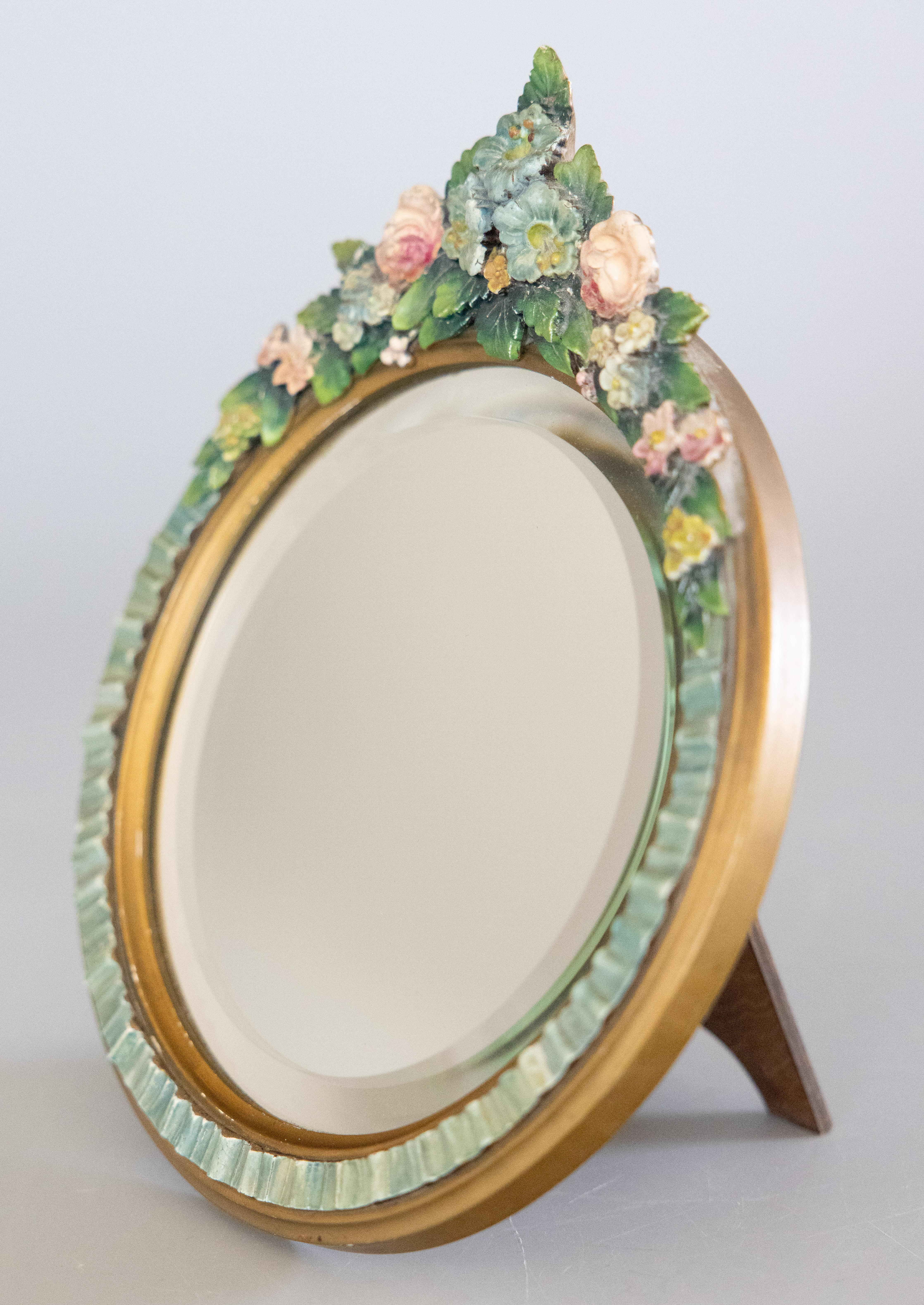 Antique English Barbola Dressing Table Mirror, circa 1920 2