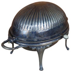 Antique English Barker Brothers Silver Plate Domed Warm Serving Chafing Dish 15"