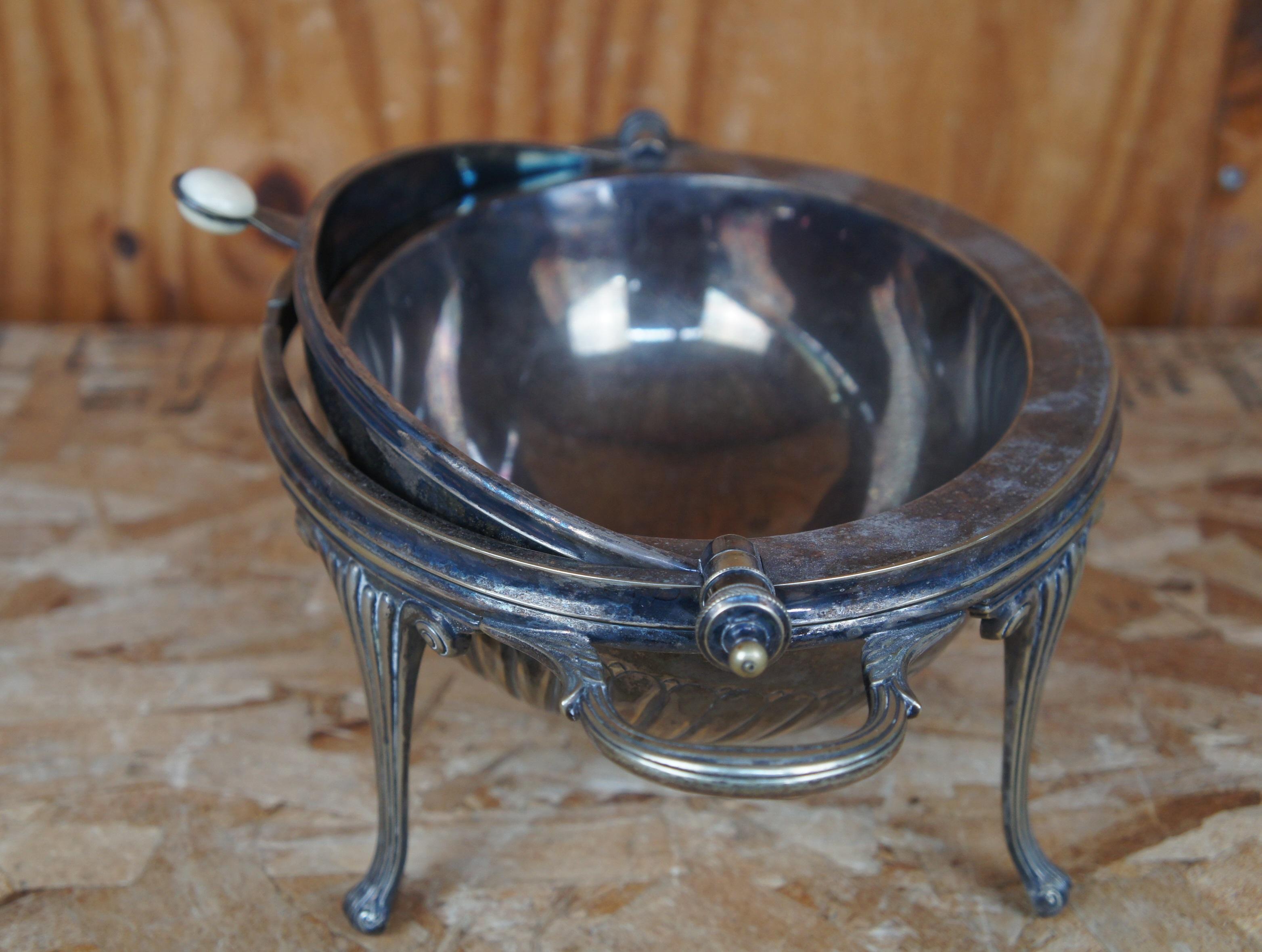 Queen Anne Antique English Barker Brothers Silver Plate Domed Warm Serving Chafing Dish 15