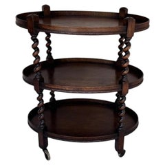 Antique English Barley Twist Bar Cart