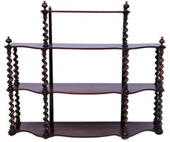 Antiguo estante de pared/estantería de madera de frutal tallada inglesa Barley Twist