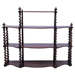 Antico scaffale da parete in legno d'orzo intagliato inglese / Etagere