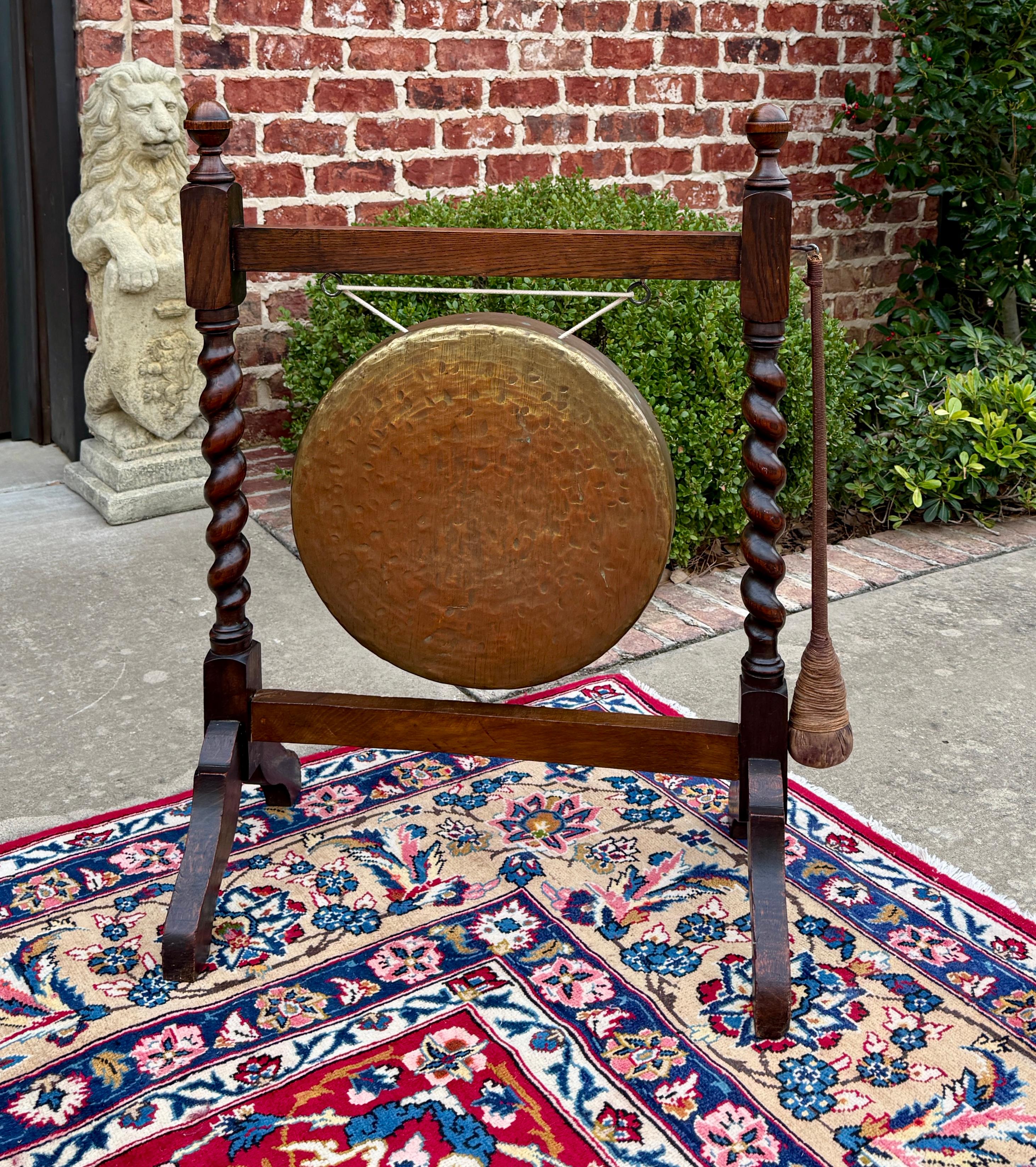RARE FIND~~ Antique English Barley Twist Dinner Gong with Original Mallet 

 33