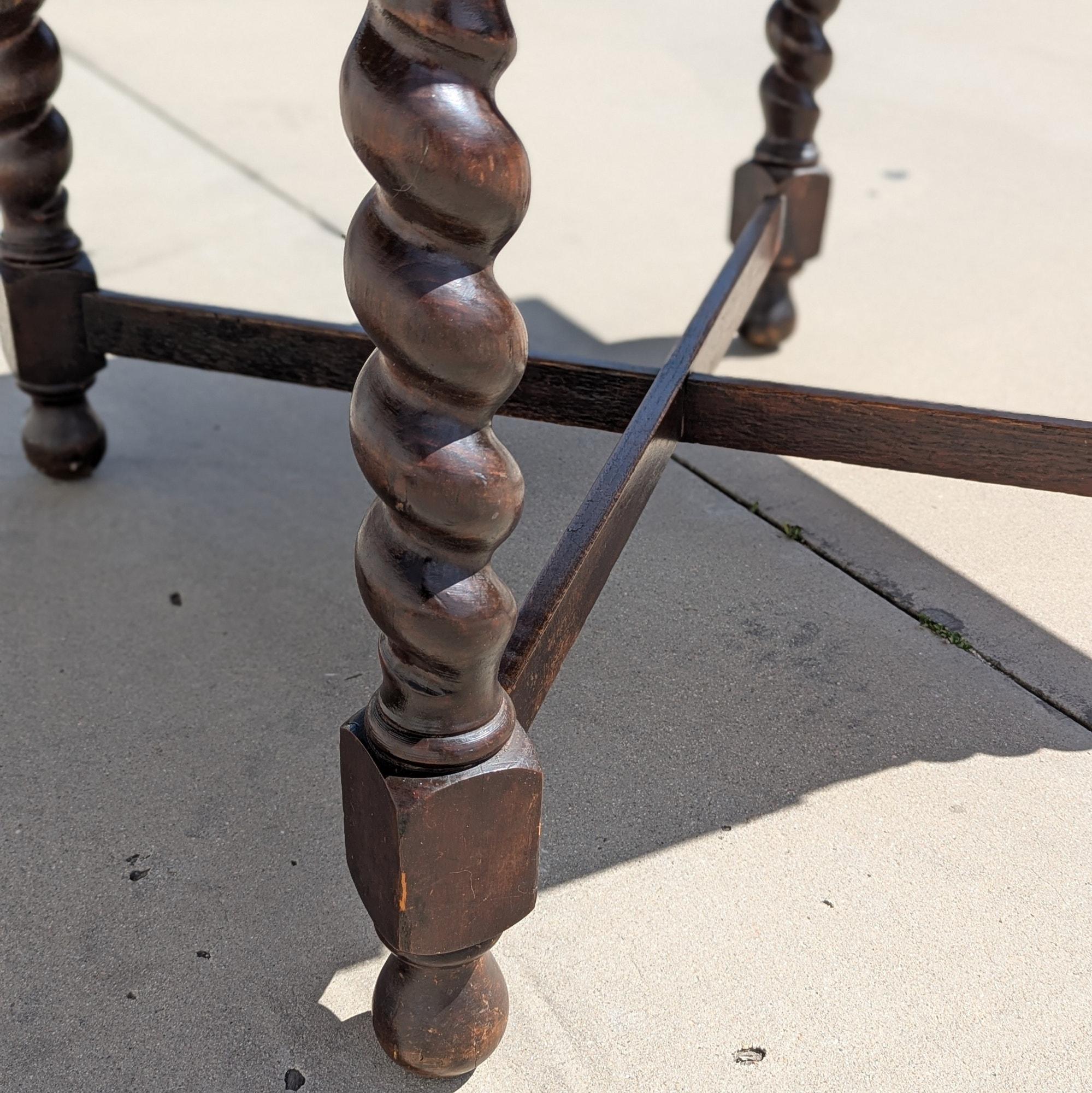 Antique English Barley Twist Draw-Leaf Oak Table, Early 1900s For Sale 12