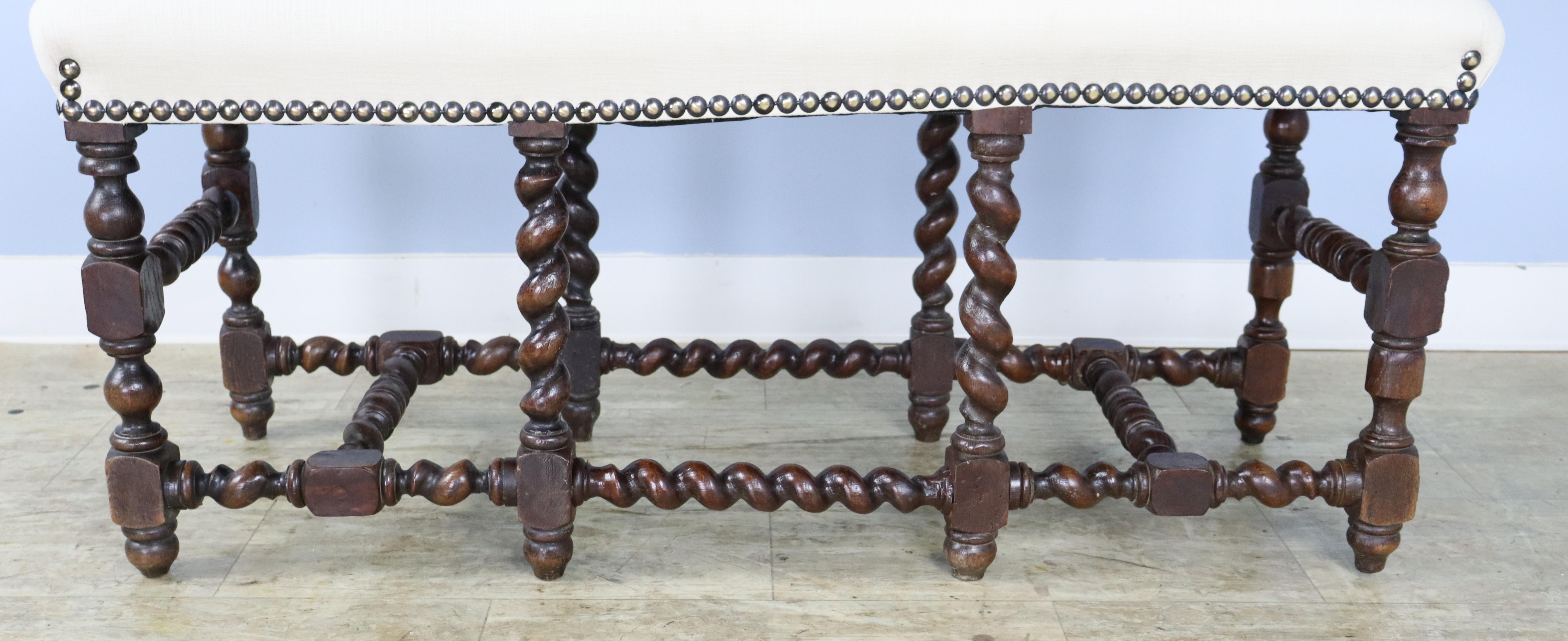 19th Century Antique English Barley Twist Stool - A For Sale