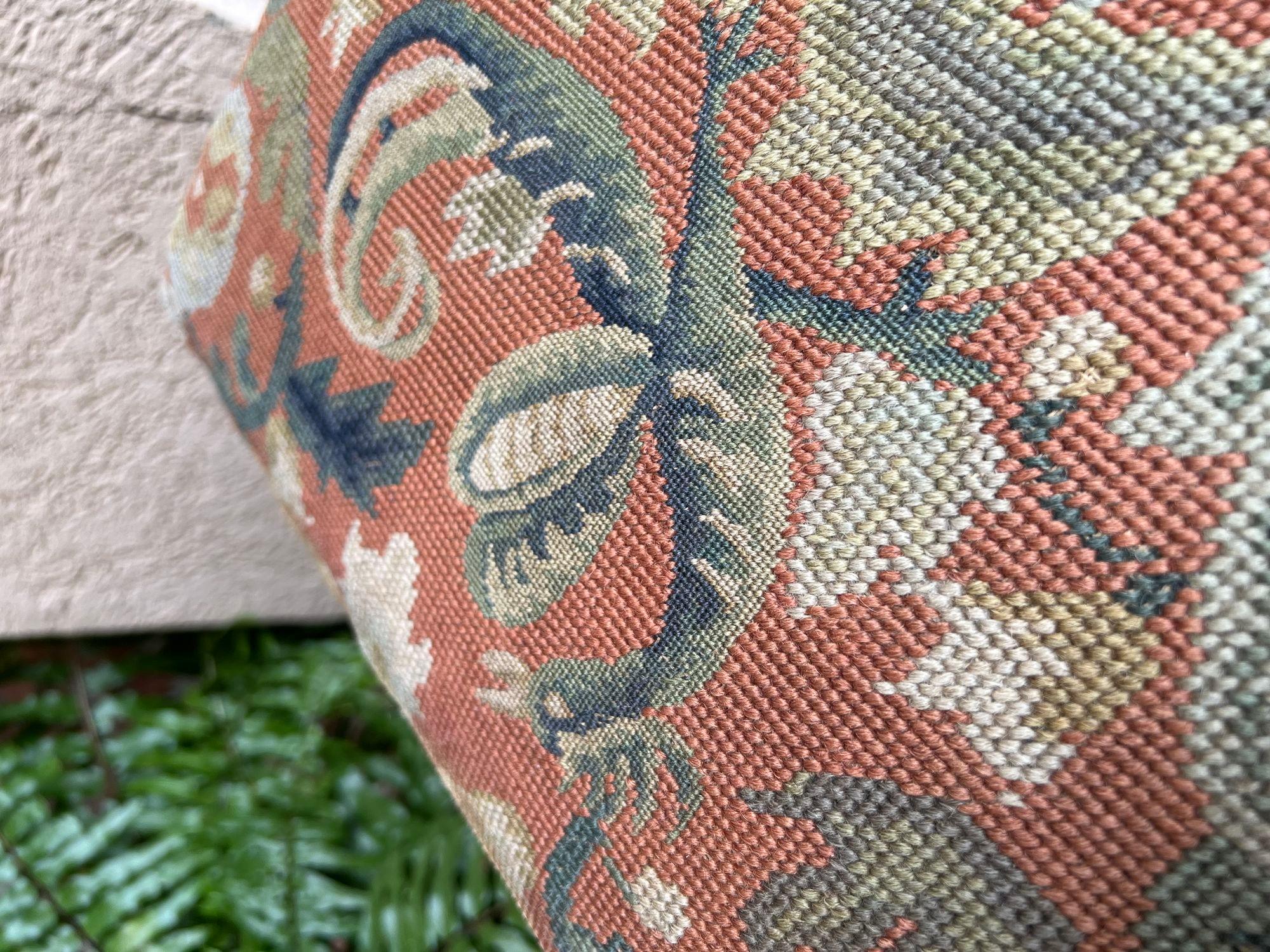 Antique English Barley Twist Stool Bench Oak Tapestry Needlework Square c1900 5