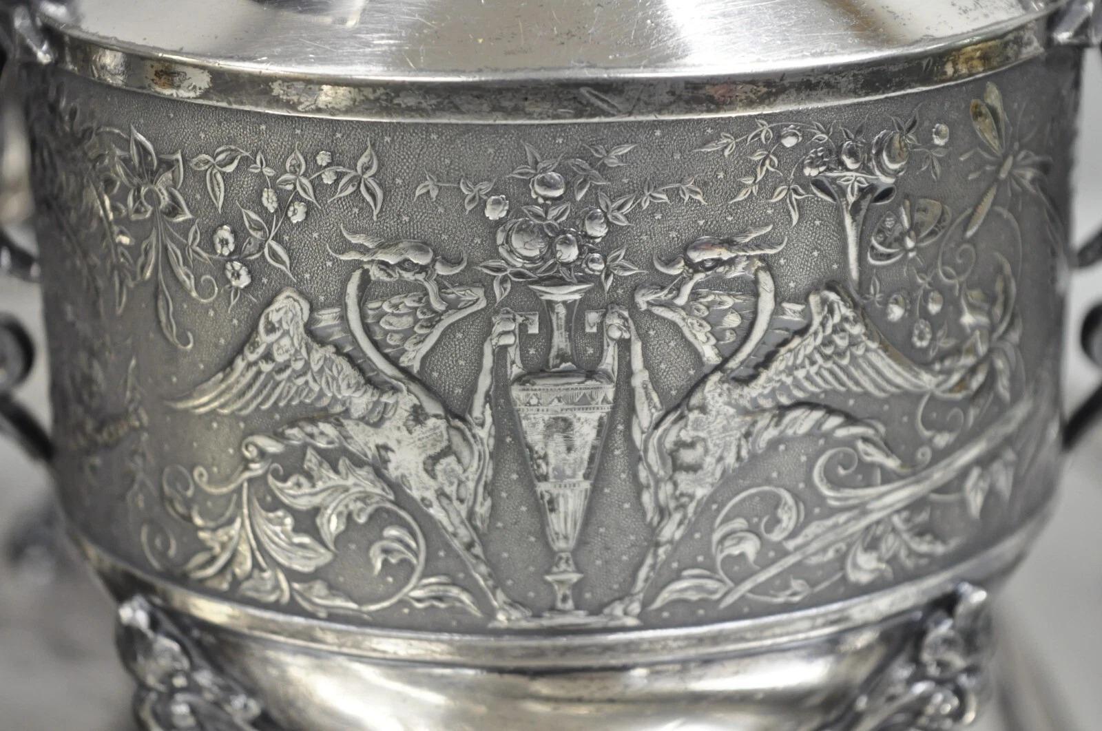 Antico set da tè barocco inglese placcato in argento con vassoio Rogers Bro - 7 pz. in vendita 7