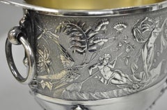 Antique English Baroque Silver Plated Figural Tea Set w/ Rogers Bro Tray - 7 Pcs