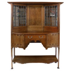 Used English Bath Cabinet Makers Arts & Crafts Oak & Inlaid Sideboard Cabinet