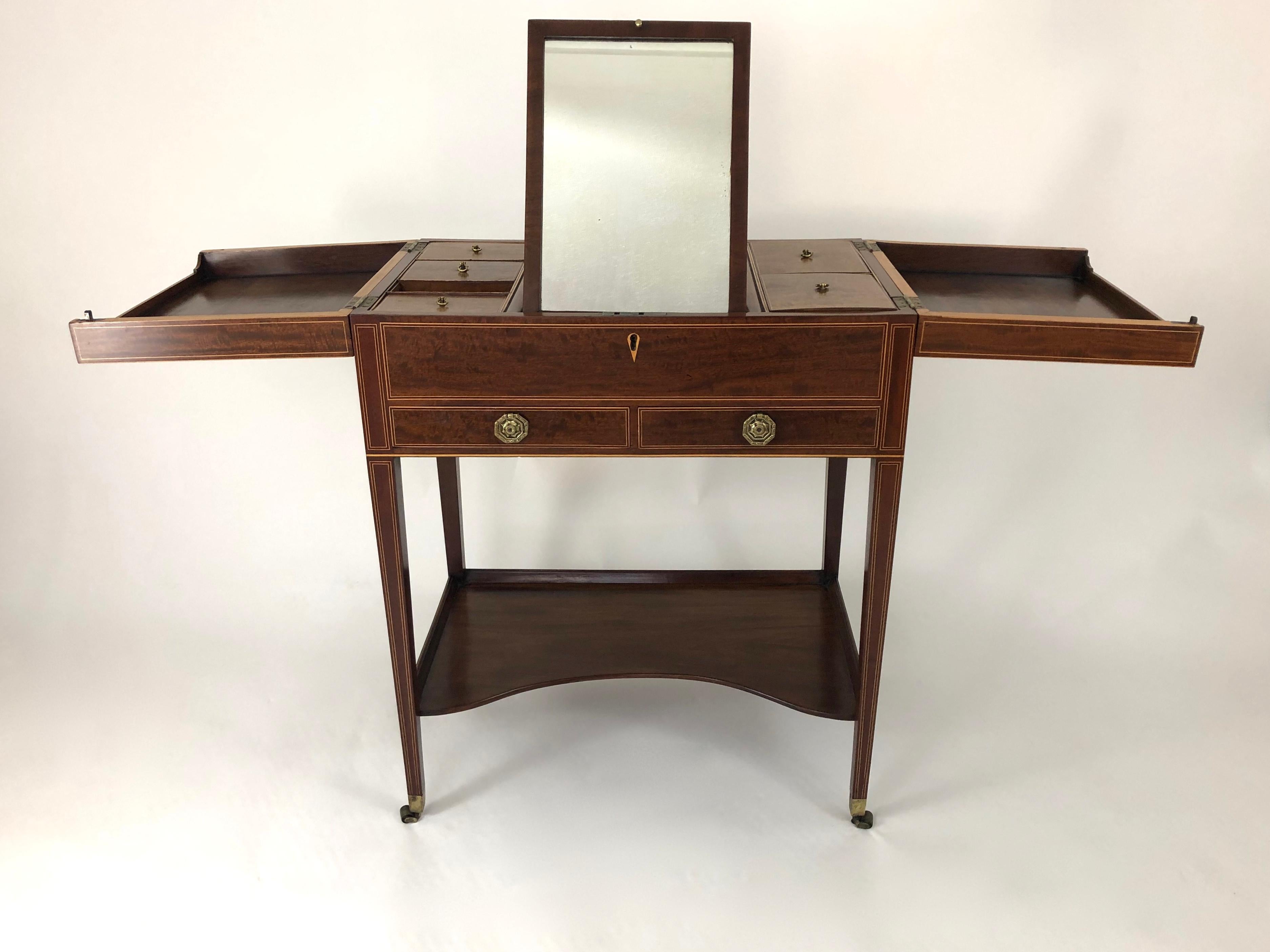 George III Antique English Beau Brummell Dressing Table