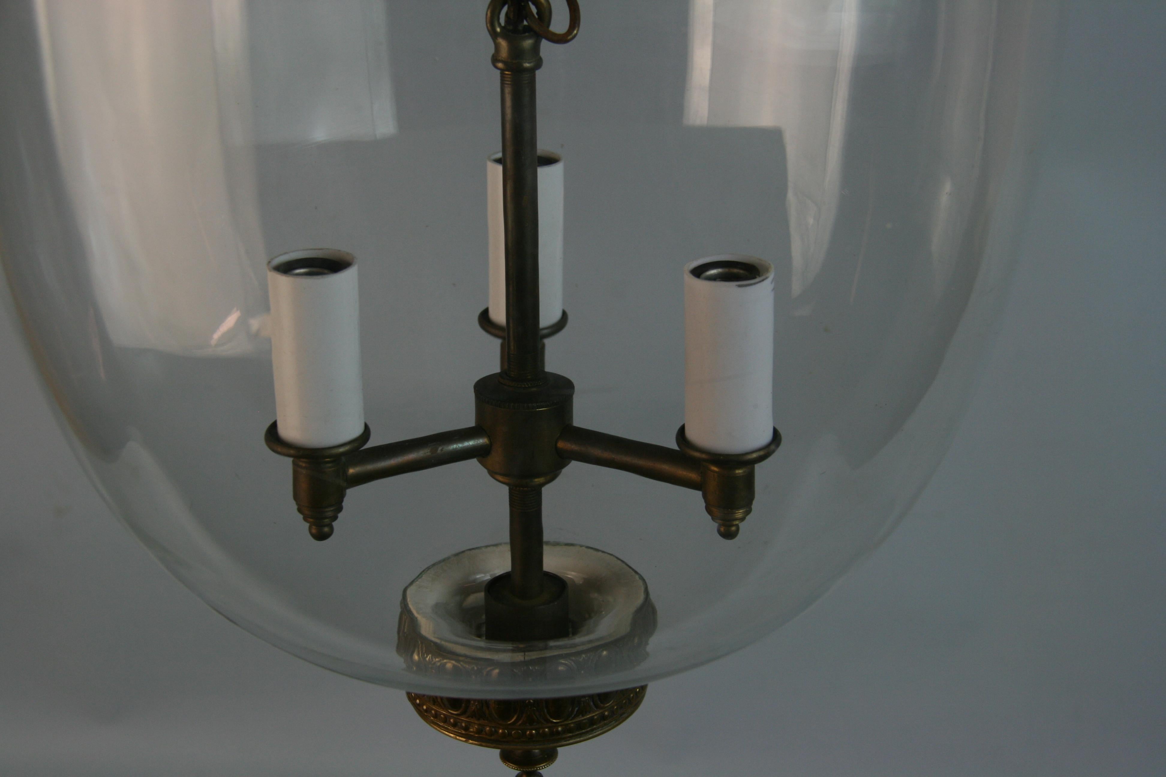 Brass Antique English Bell Jar Lantern