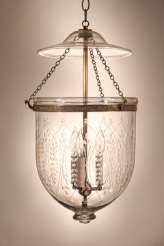 Antique English Bell Jar Lantern with Wheat Etching