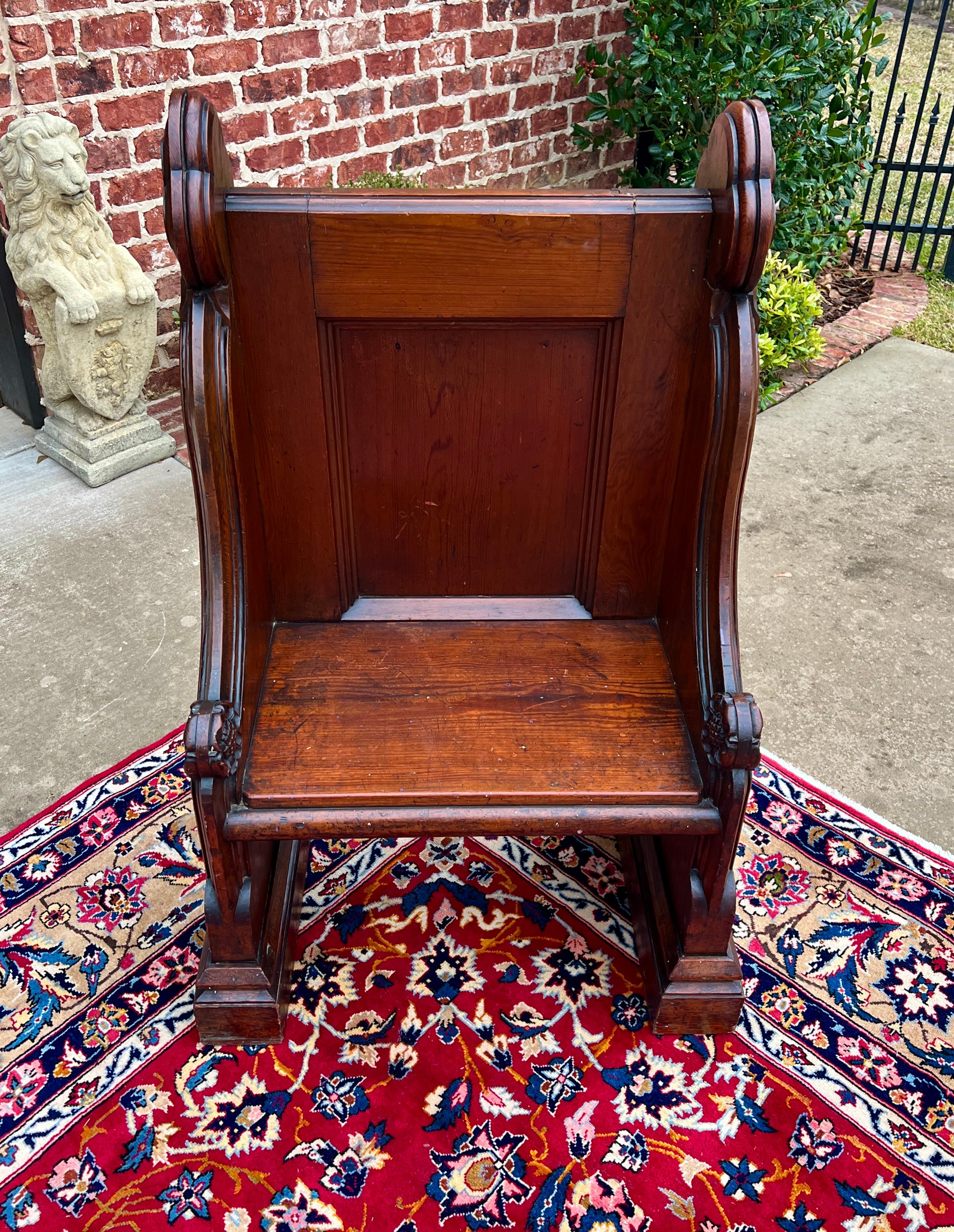 Antica sedia da panca inglese Church's Pew Meditation Bench Oak C.C. 7