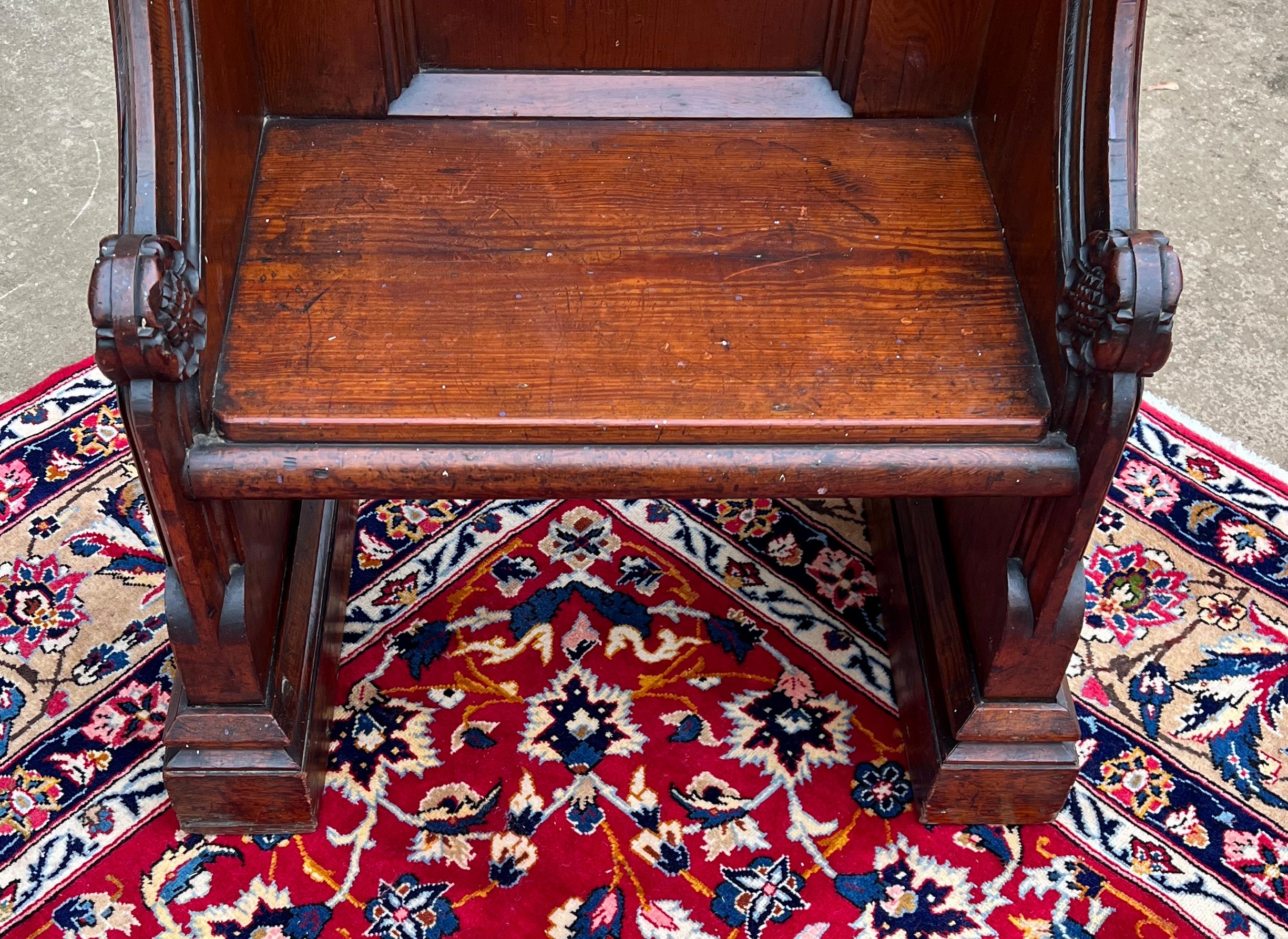 Antica sedia da panca inglese Church's Pew Meditation Bench Oak C.C. 8