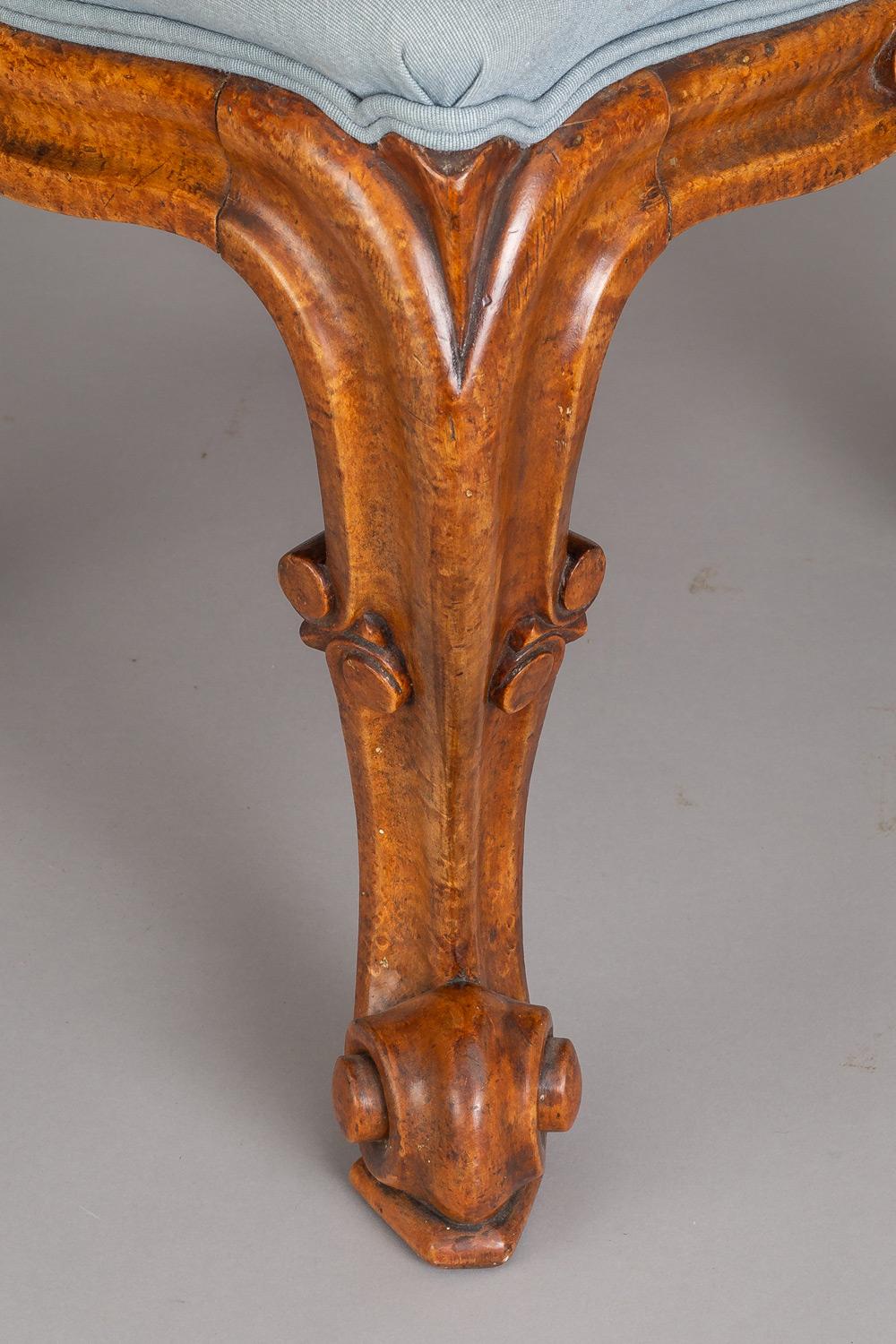 Mid-19th Century Antique English Bird's Eye Maple Stool For Sale