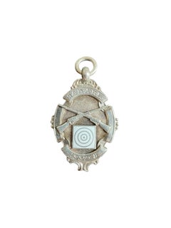 Antiker englischer Anhänger in Form einer Schießmedaille aus Birmingham-Sterlingsilber, 1937