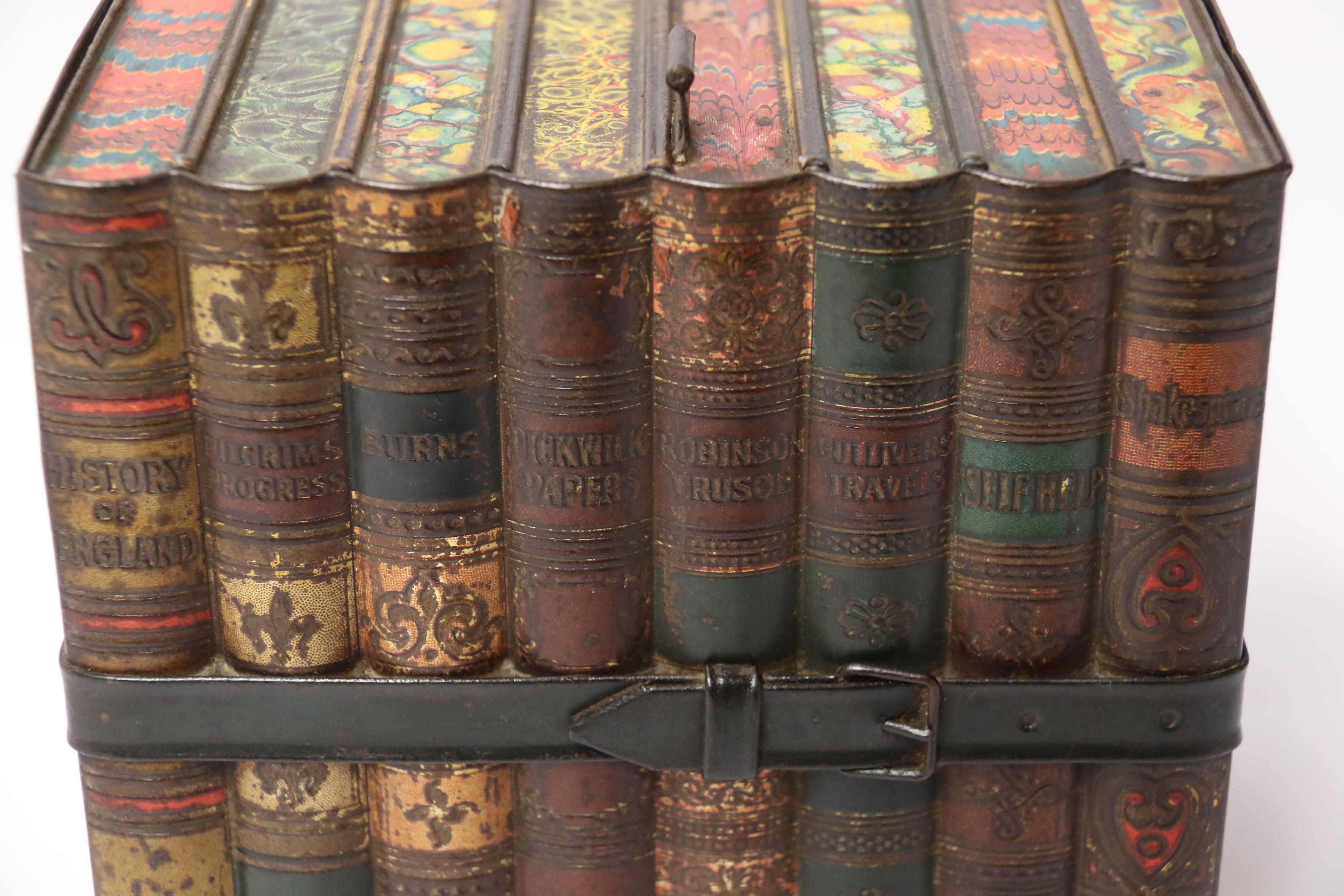 Antique English Biscuit Tin in the Form of Books, circa 1900 For Sale 5
