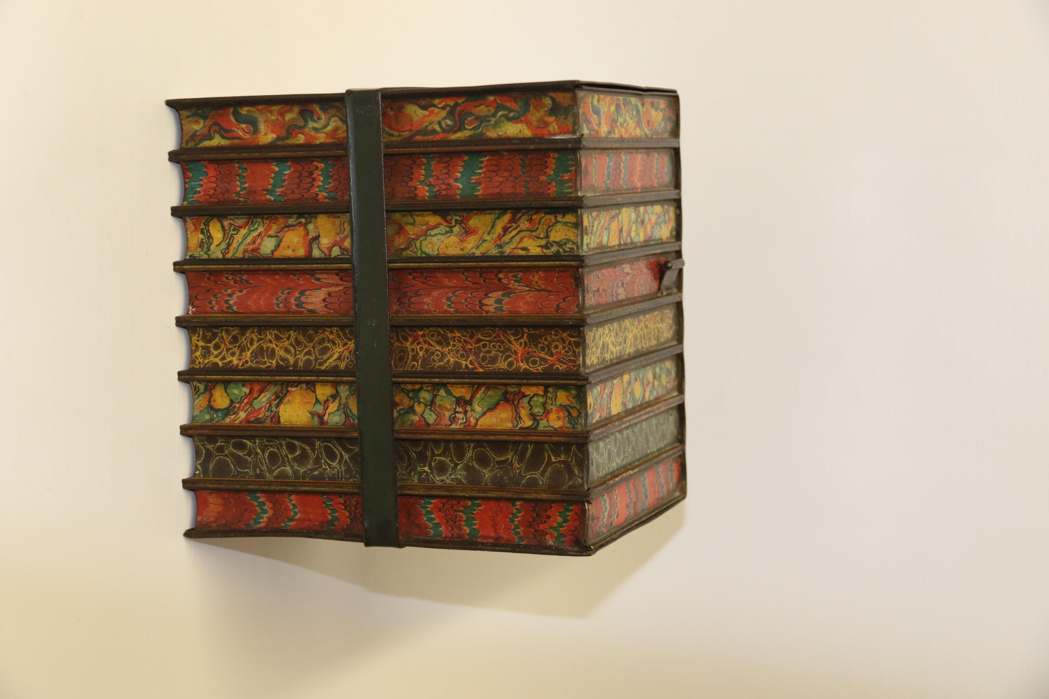 Edwardian Antique English Biscuit Tin in the Form of Books, circa 1900 For Sale
