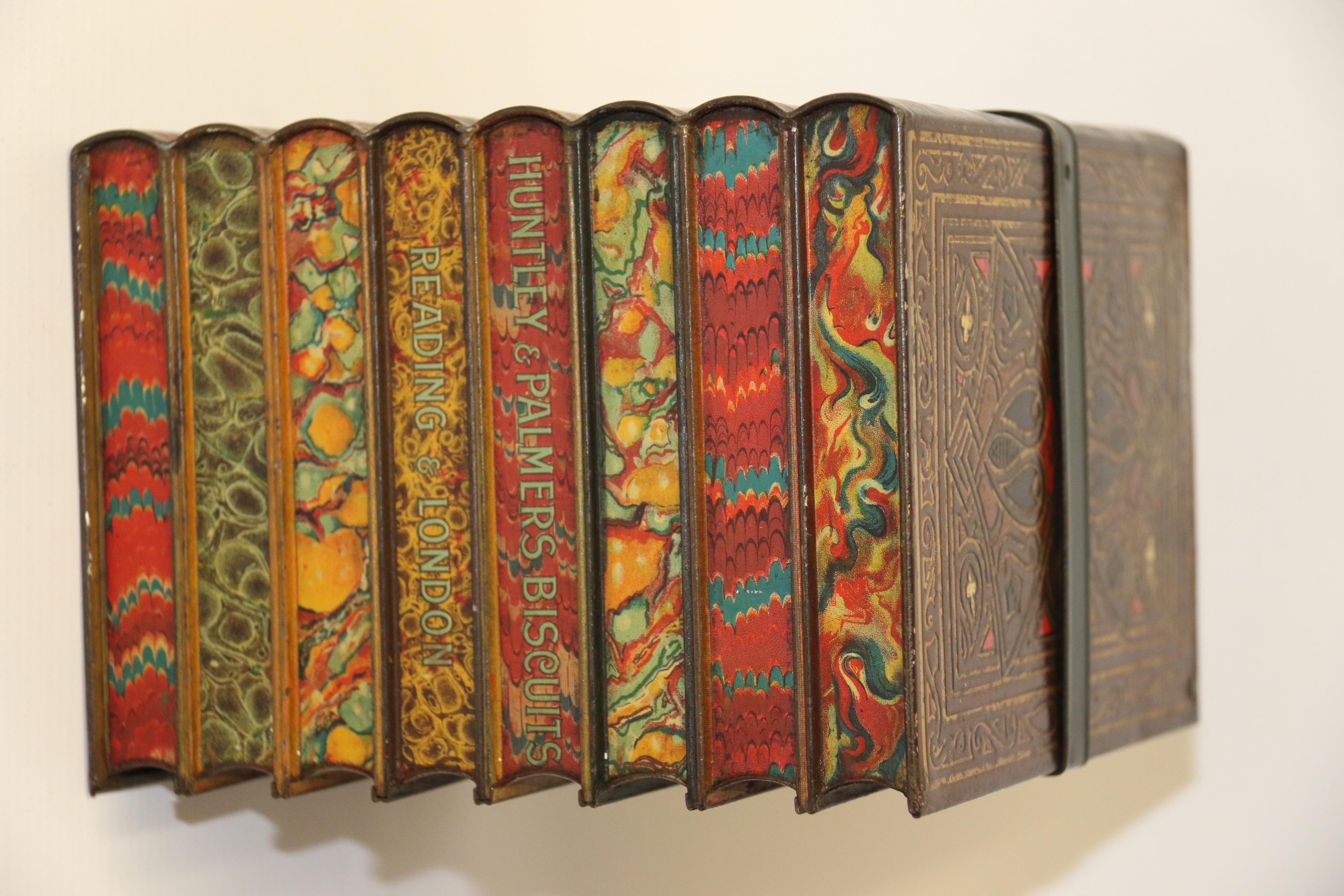 Antique English Biscuit Tin in the Form of Books, circa 1900 For Sale 1