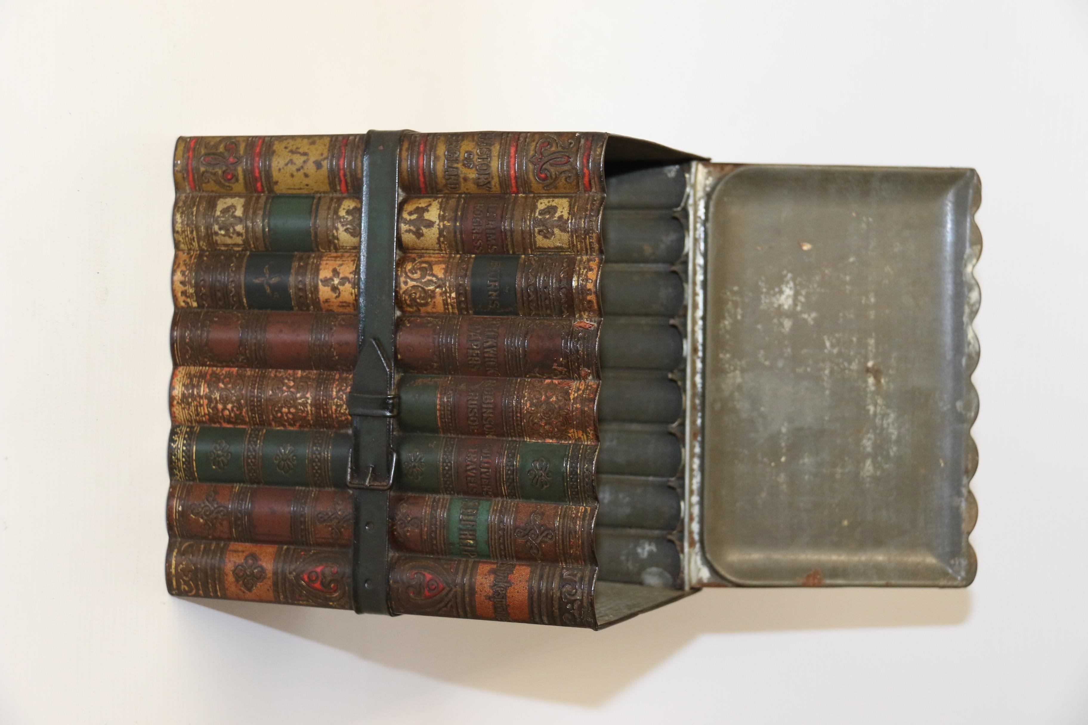 Antique English Biscuit Tin in the Form of Books, circa 1900 For Sale 2