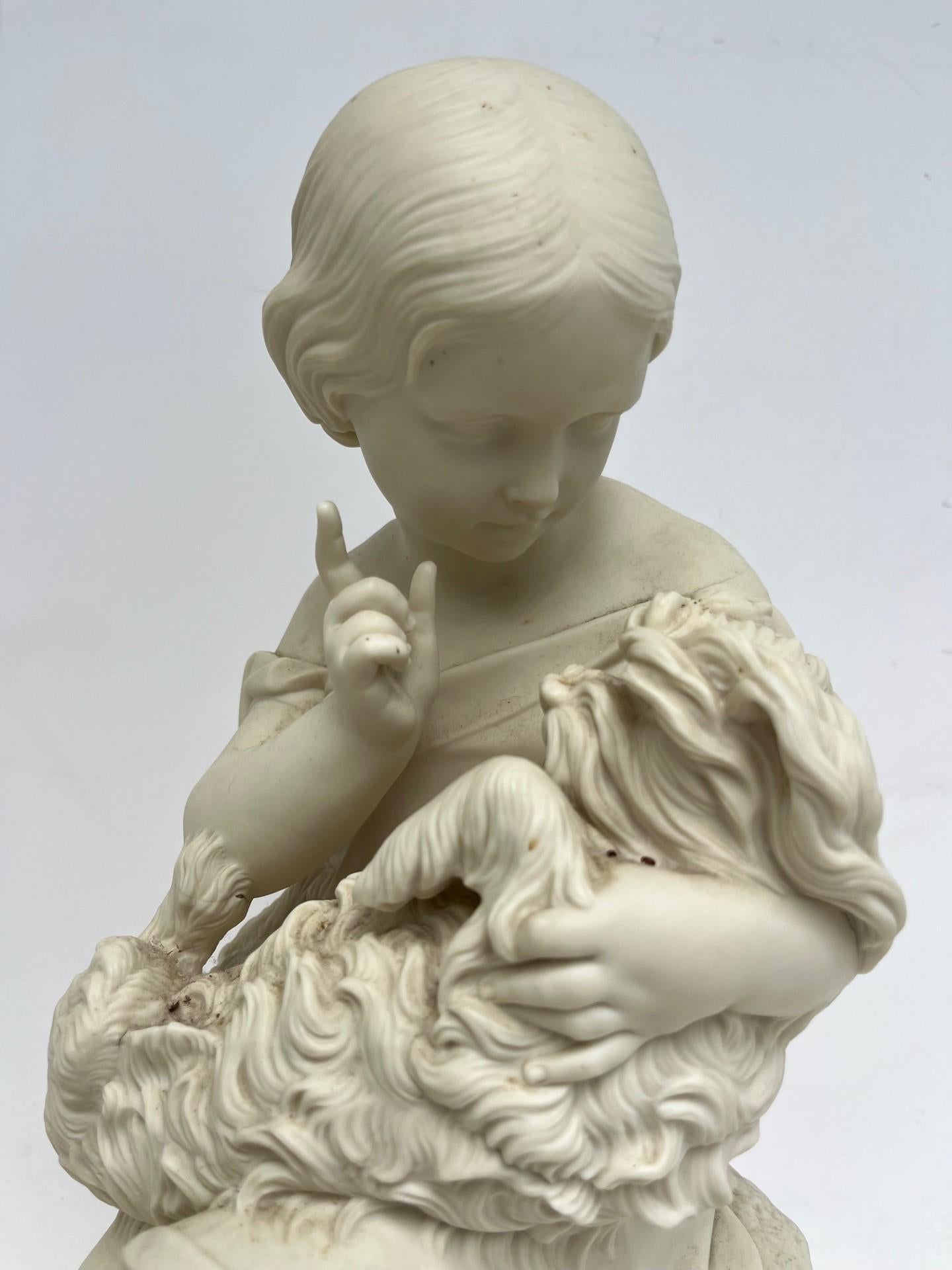 Romantic Antique English Bisque Sculpture Signed J. Durham 1814-1877. For Sale