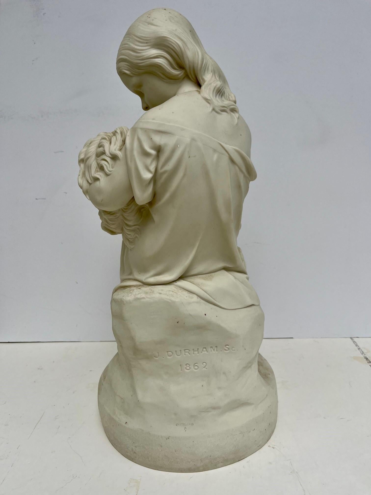 Antike englische Biskuitskulptur, signiert J. Durham 1814-1877. (19. Jahrhundert) im Angebot