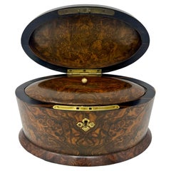 Antique English Black Walnut Cigar Caddy with Cover, Circa 1880-1890.