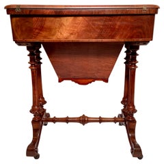 Antique English Black Walnut Games Table with Satinwood Inlay, Circa 1860s.