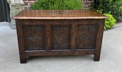Antique English Blanket Box Chest Trunk Coffee Table Storage Chest Carved Oak