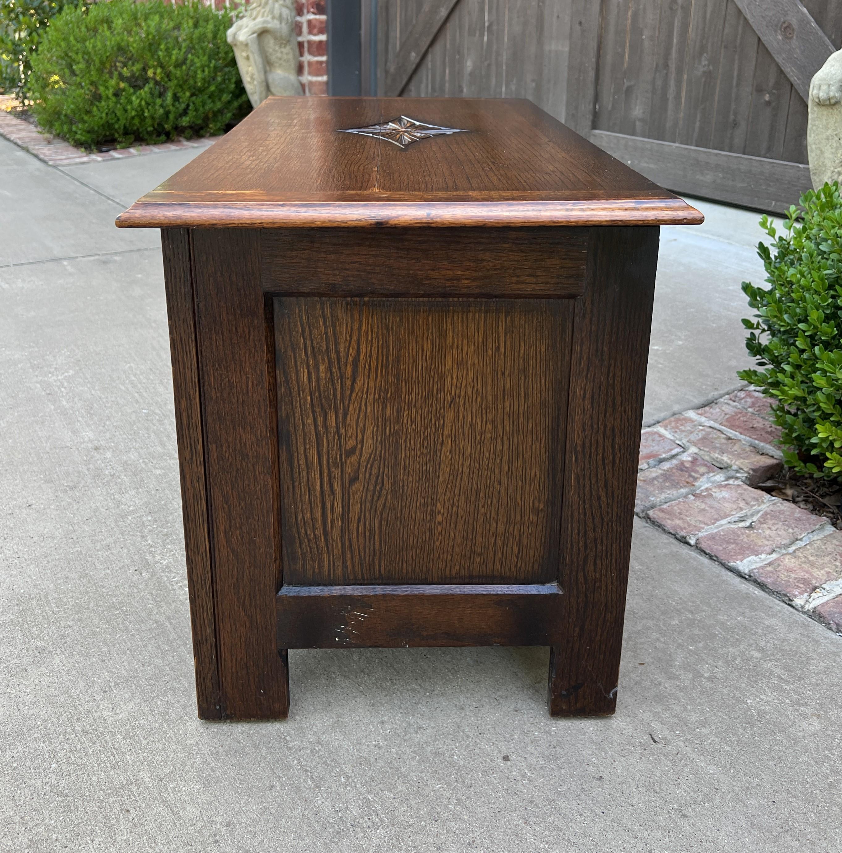 Antique English Blanket Box Chest Trunk Coffee Table Storage Chest Carved Oak 2